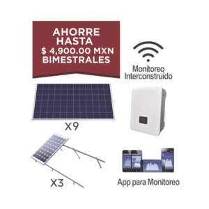 Kit solar fotovoltaico para producción hasta 900 kw bimestrales