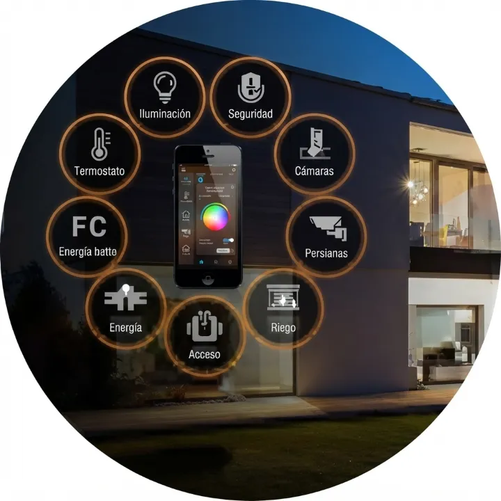 sistemas de energía solar: Imagen que muestra todos los sistemas que se pueden integrar a tu hogar para que sea inteligente
